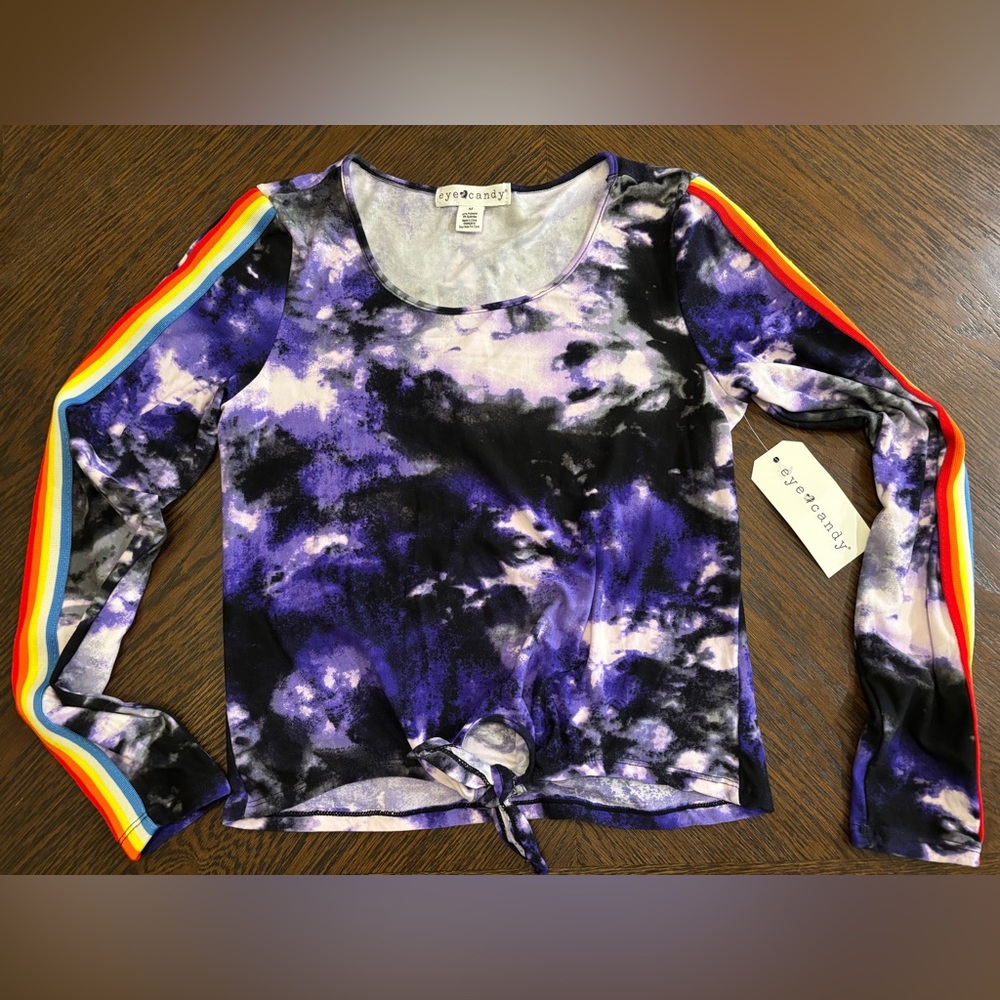NWT - Eye Candy Long Sleeve Tie Dye Rainbow Short- Medium